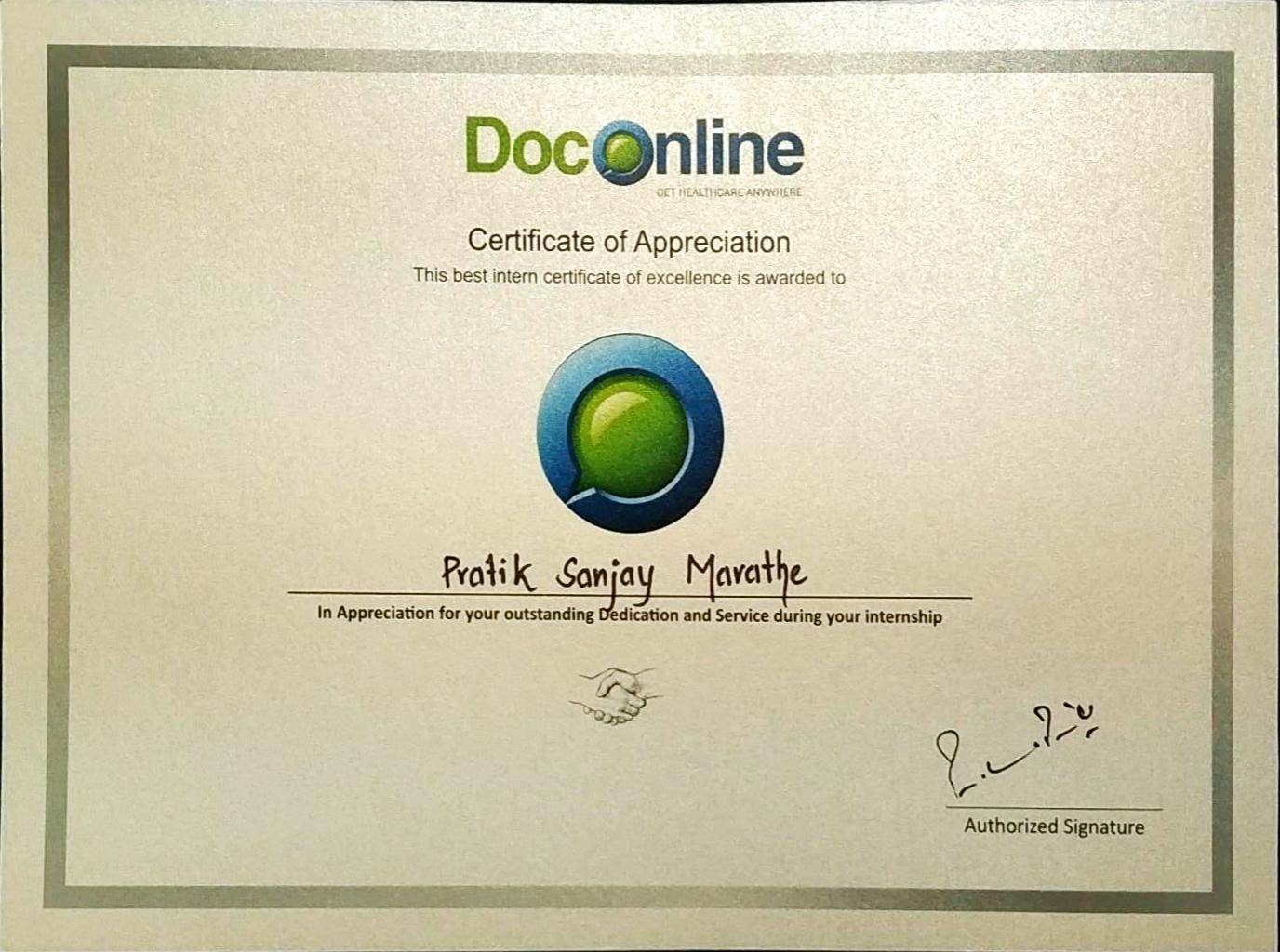 Doc online Certificate of appreciation